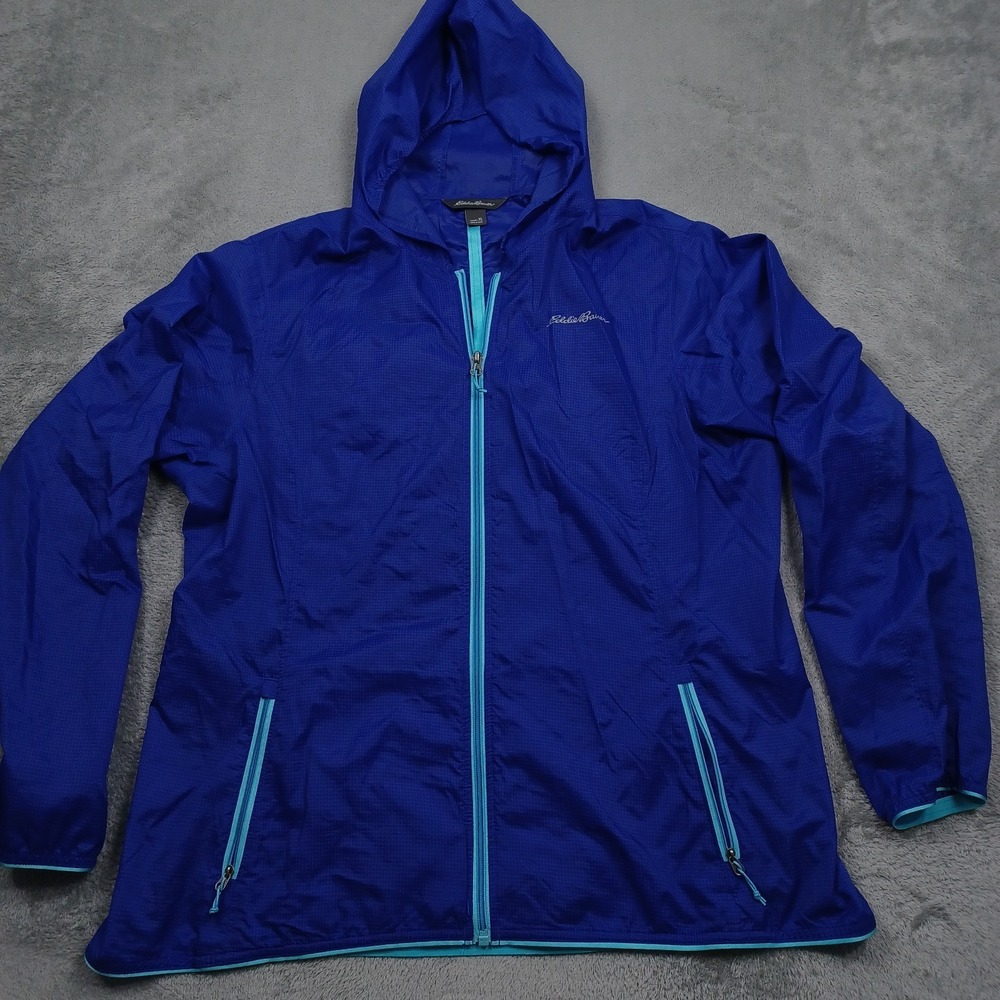 Eddie Bauer Jacket Womens XL Blue Lightweight Full Zip Pockets Casual Outdoor